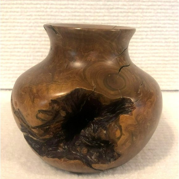 Other - Vintage Burl Wood Vase, 4" Tall
